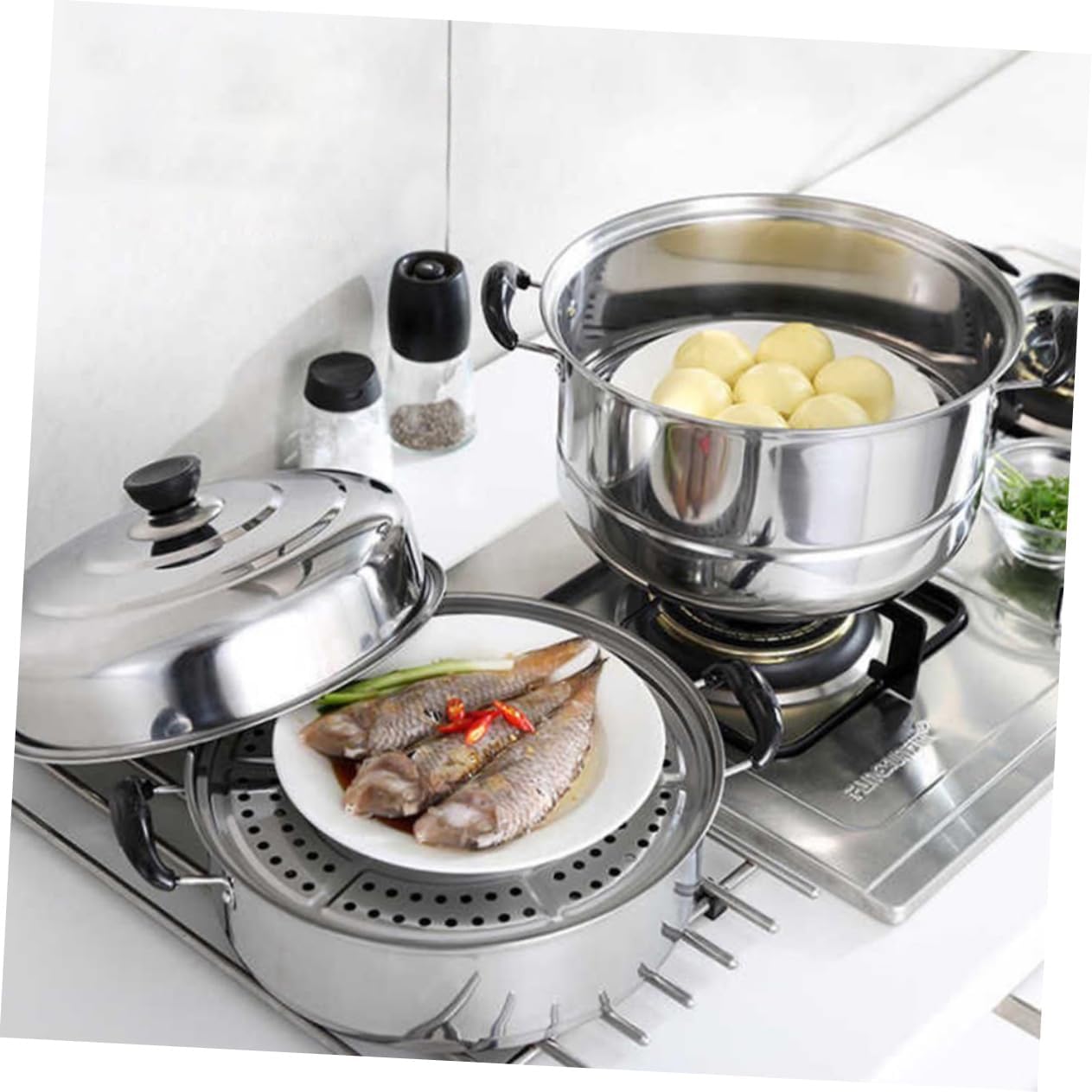 Stainless Steel 3-Layer Food Steamer Pot for Cooking Vegetables - Bestoyard Steam Cookware Pan