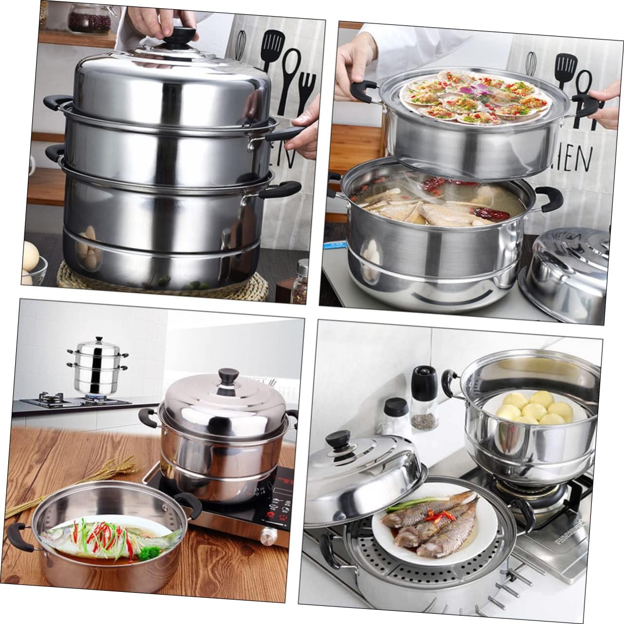 Stainless Steel 3-Layer Food Steamer Pot for Cooking Vegetables - Bestoyard Steam Cookware Pan