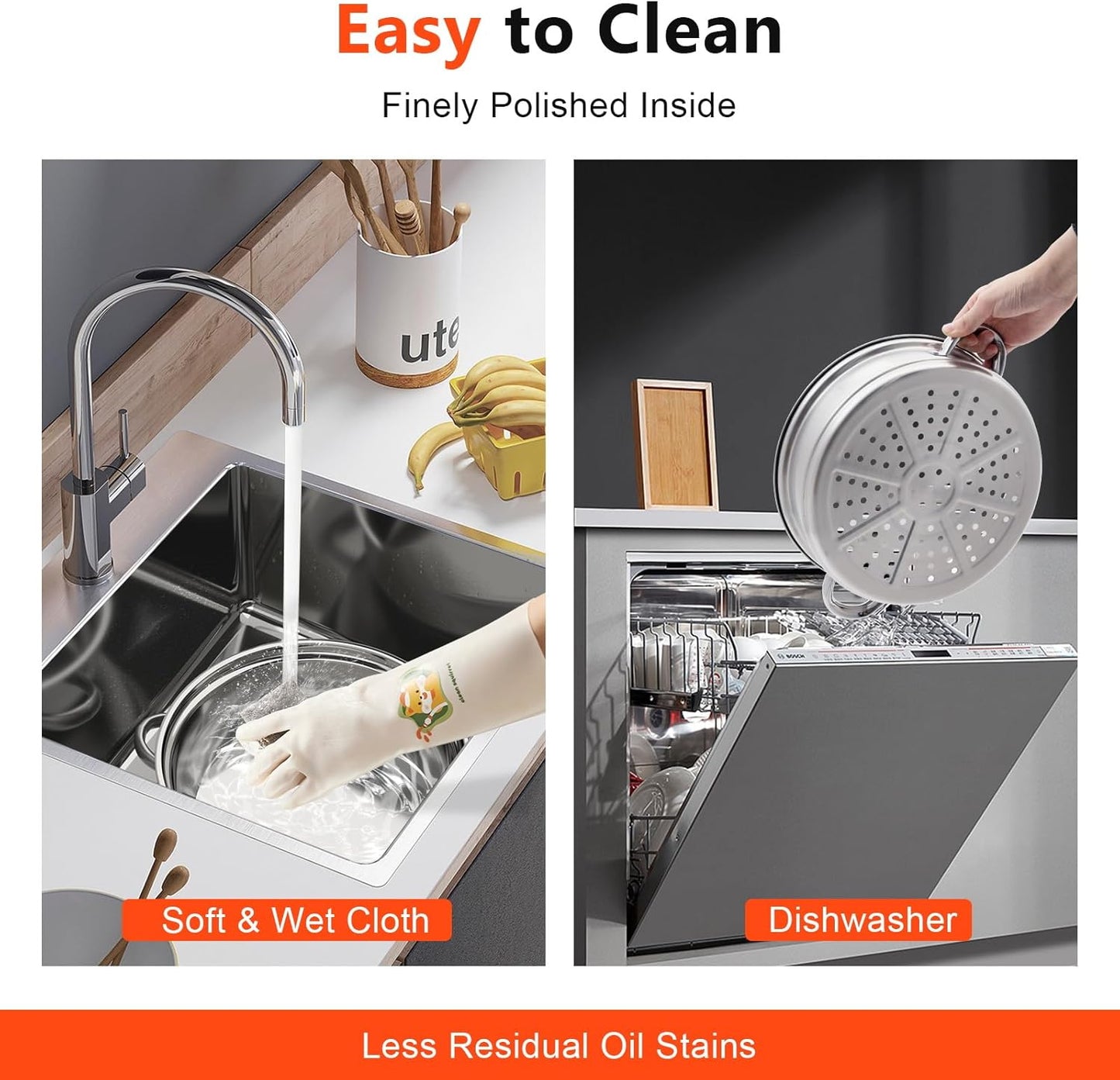 Stainless Steel 3 Tier Steamer Set with Glass Lid, 11 Inch Cooking Pots for Stews, Seafood, Soups, Pasta, Vegetables - Wawuwao