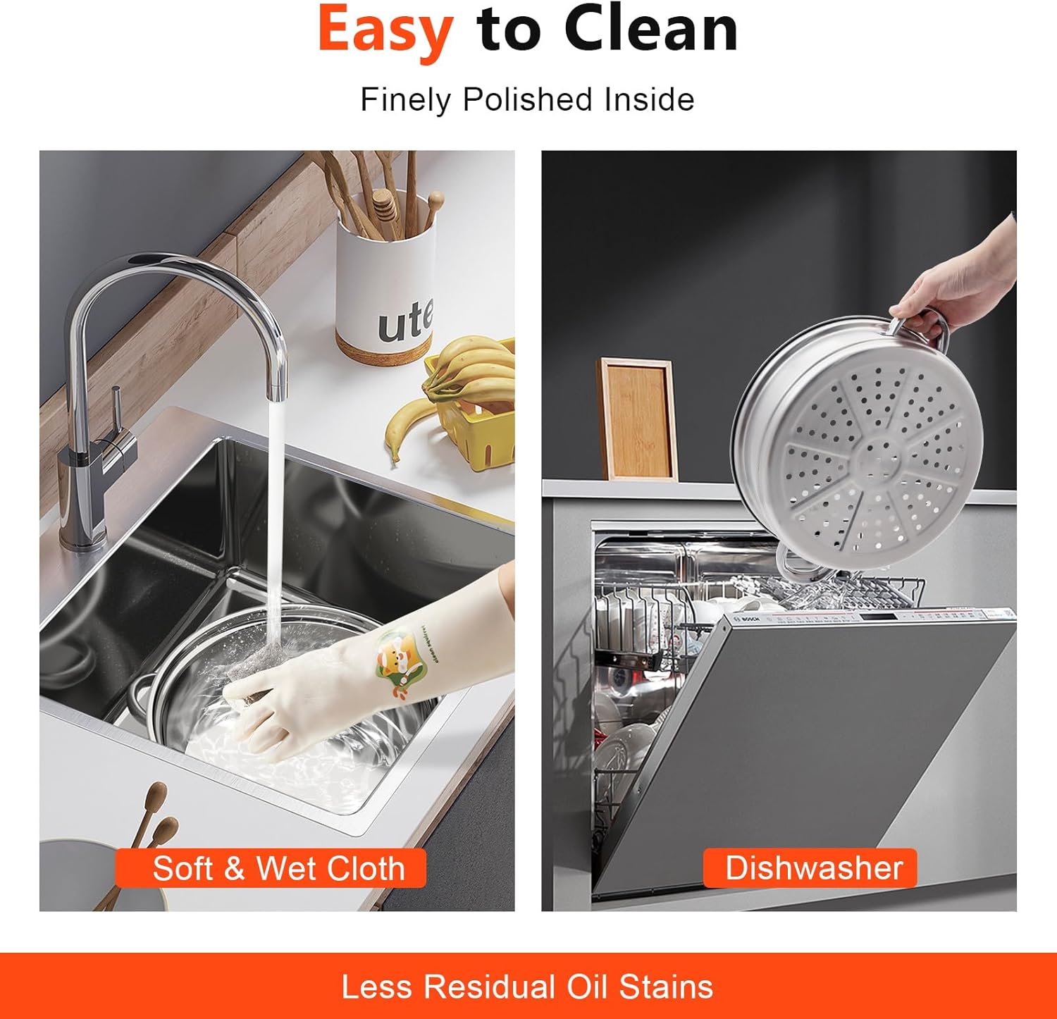 Stainless Steel 3 Tier Steamer Set with Glass Lid, 11 Inch Cooking Pots for Stews, Seafood, Soups, Pasta, Vegetables - Wawuwao