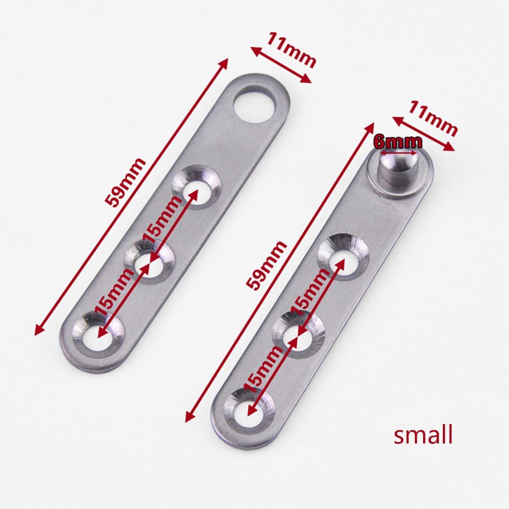 Stainless Steel 360 Degree Rotating Concealed Hinges Set for Door Cabinets - Small Size