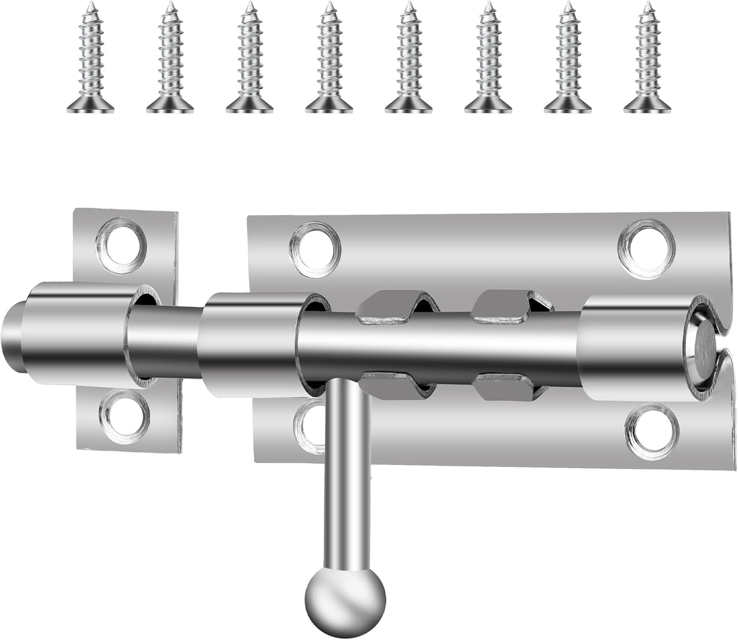 Stainless Steel 4-Inch Bathroom Stall Barrel Bolt Door Latch Lock with Padlock Hole - Sliding Door Hardware for Internal Doors