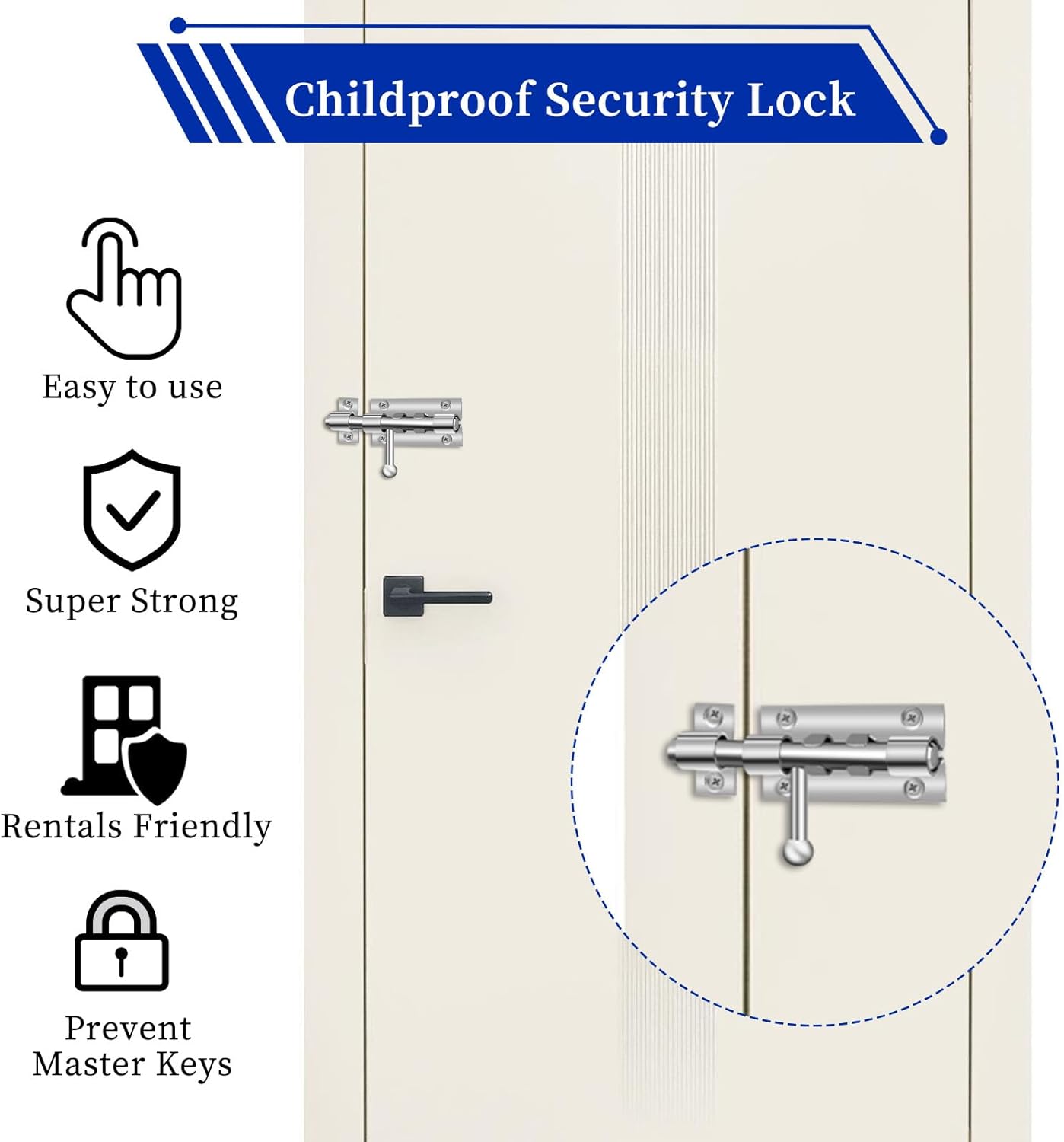 Stainless Steel 4-Inch Bathroom Stall Barrel Bolt Door Latch Lock with Padlock Hole - Sliding Door Hardware for Internal Doors