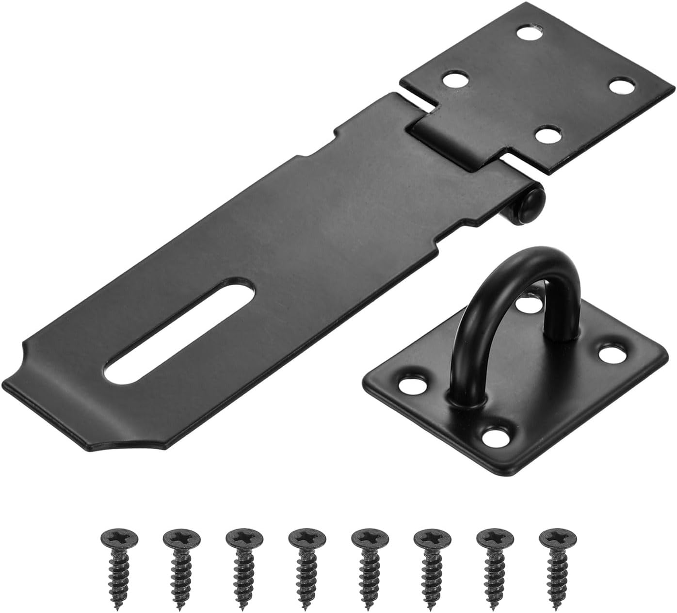 Stainless Steel 4 Inch Door Hasp Latch for Barn Door Security - Black