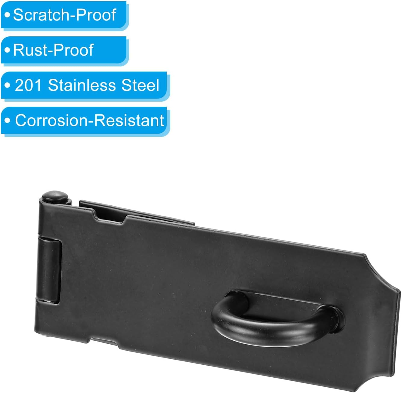 Stainless Steel 4 Inch Door Hasp Latch for Barn Door Security - Black