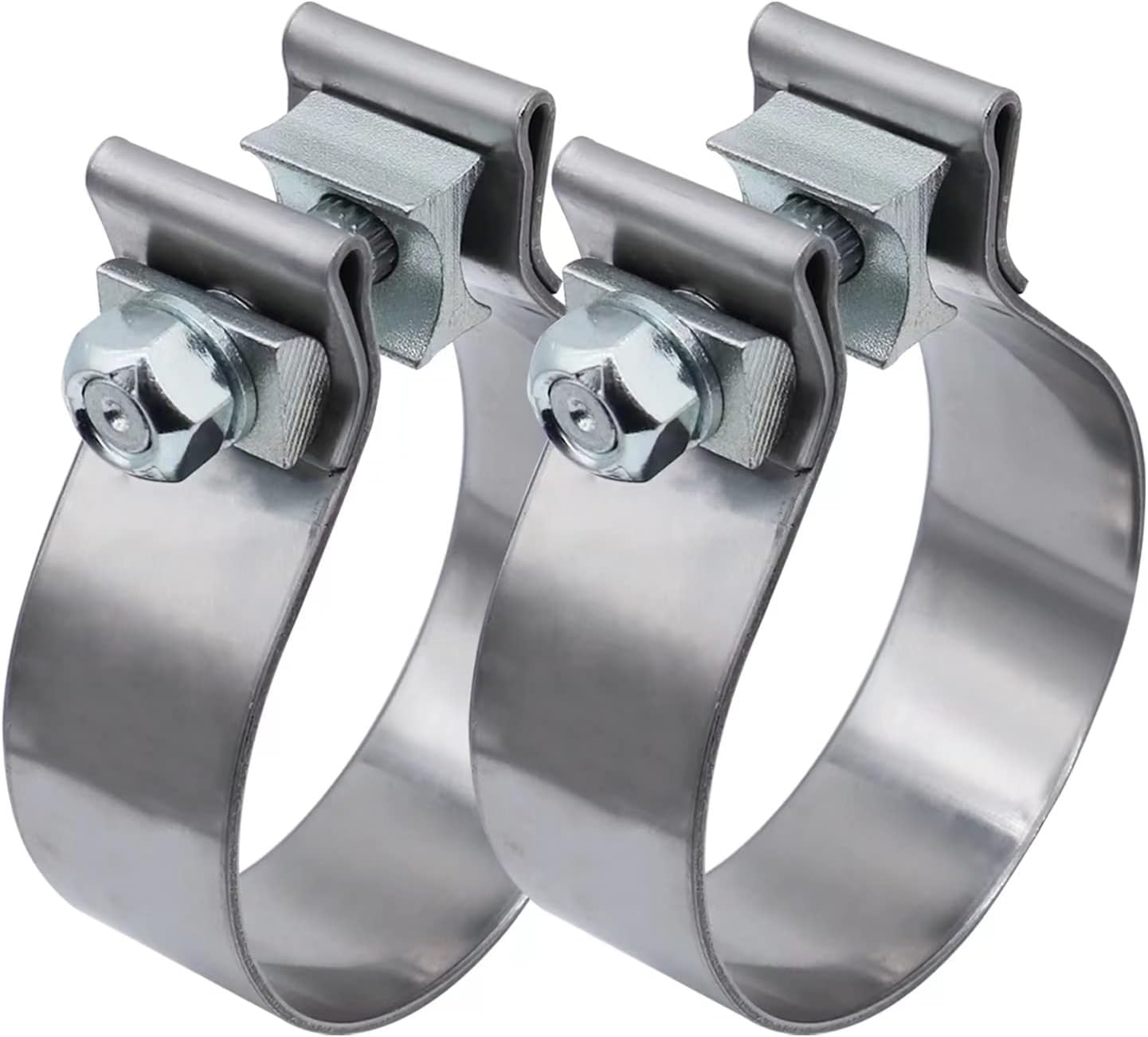 Stainless Steel 4 inch Exhaust Clamp for Muffler and Exhaust System Repair - Set of 2