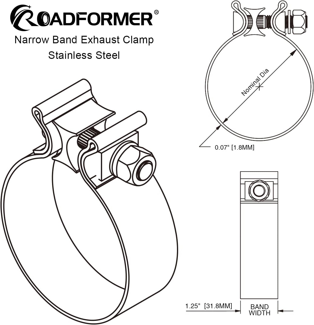 Stainless Steel 4 inch Exhaust Clamp for Muffler and Exhaust System Repair - Set of 2