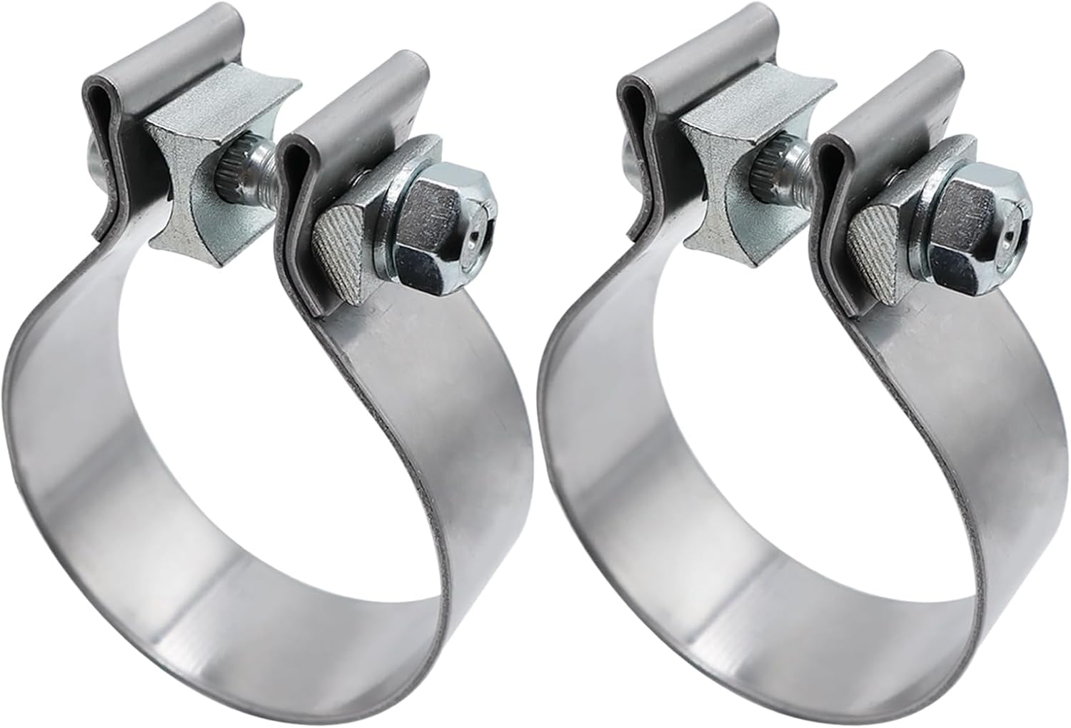 Stainless Steel 4 inch Exhaust Clamp for Muffler and Exhaust System Repair - Set of 2