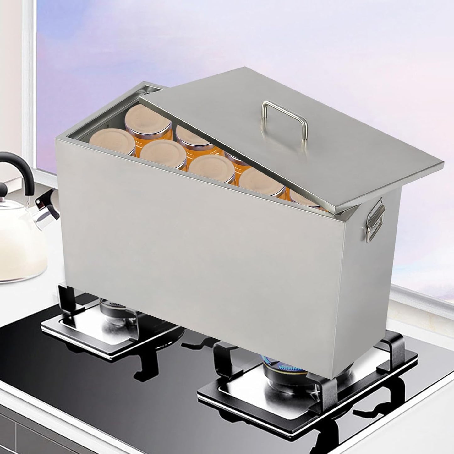 Stainless Steel 50L Water Bath Canner with 2 Racks for Canning Tomatoes, Pickles, Berries - Large Stock Pot for Stove Top