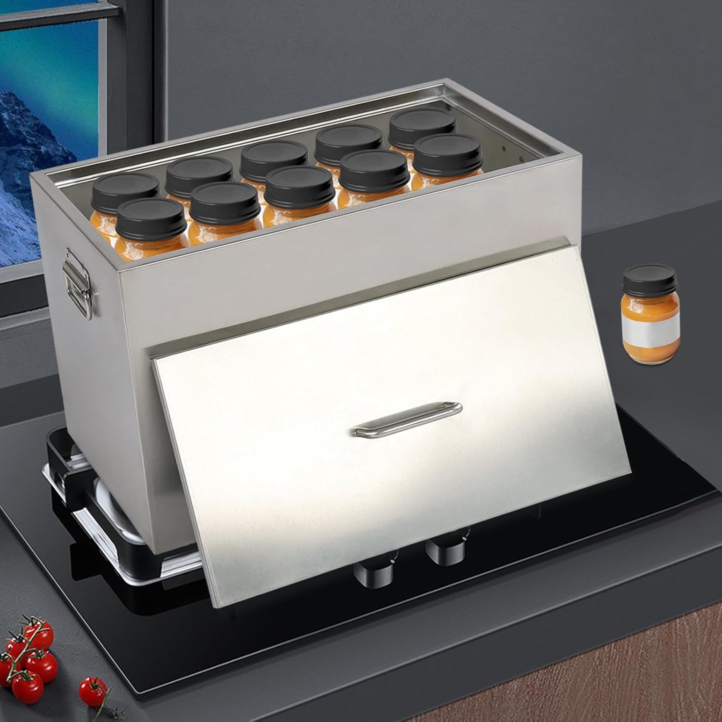 Stainless Steel 50L Water Bath Canner with 2 Racks for Canning Tomatoes, Pickles, Berries - Large Stock Pot for Stove Top