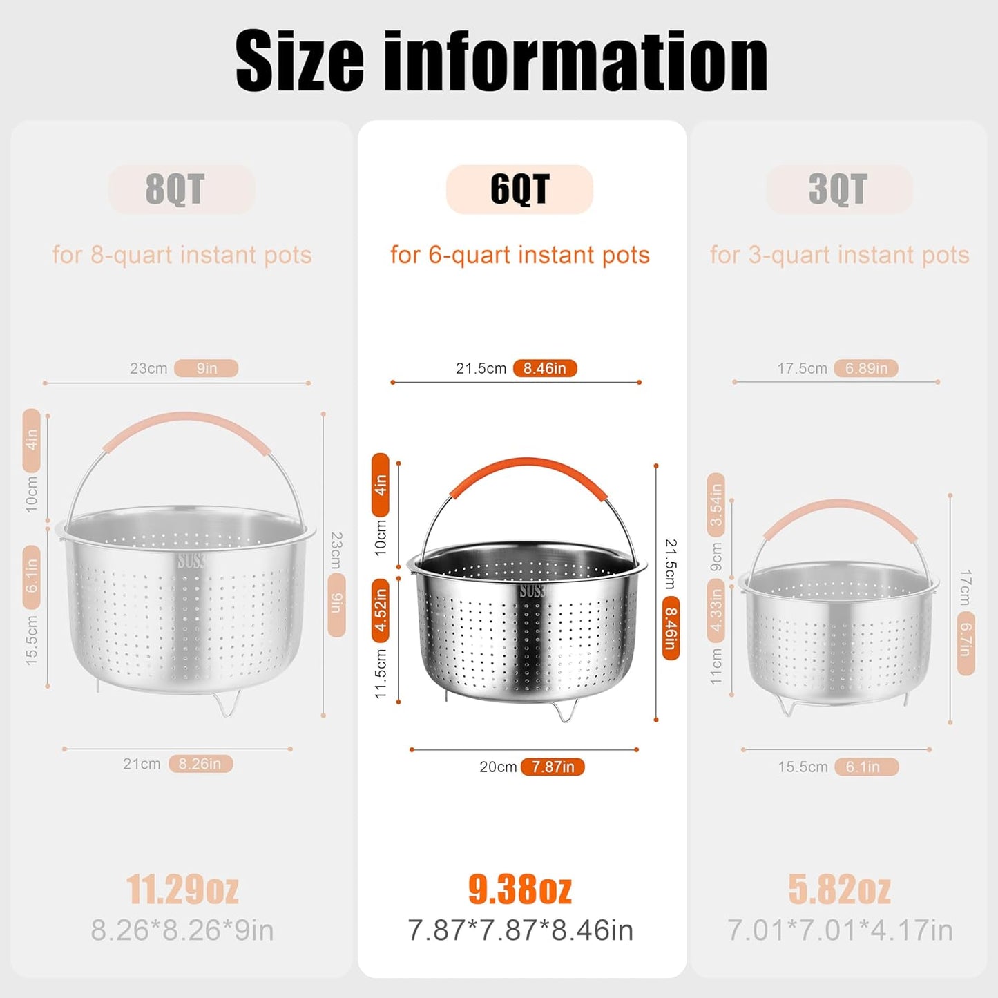 Stainless Steel 6 Qt Food Steamer Basket for Instant Pot - Cook Veggies, Fish, Seafood, Pasta, Dumplings, and More efficiently