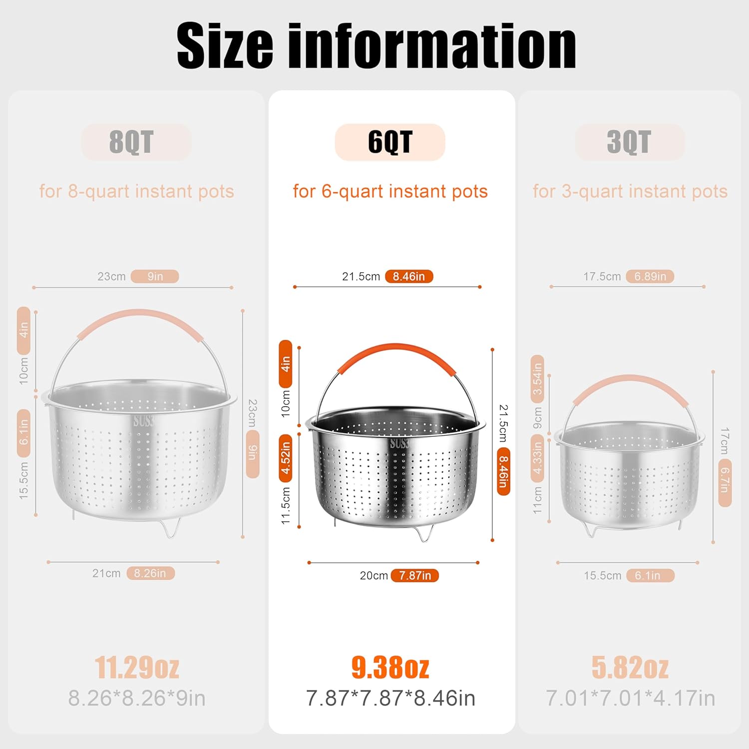 Stainless Steel 6 Qt Food Steamer Basket for Instant Pot - Cook Veggies, Fish, Seafood, Pasta, Dumplings, and More efficiently