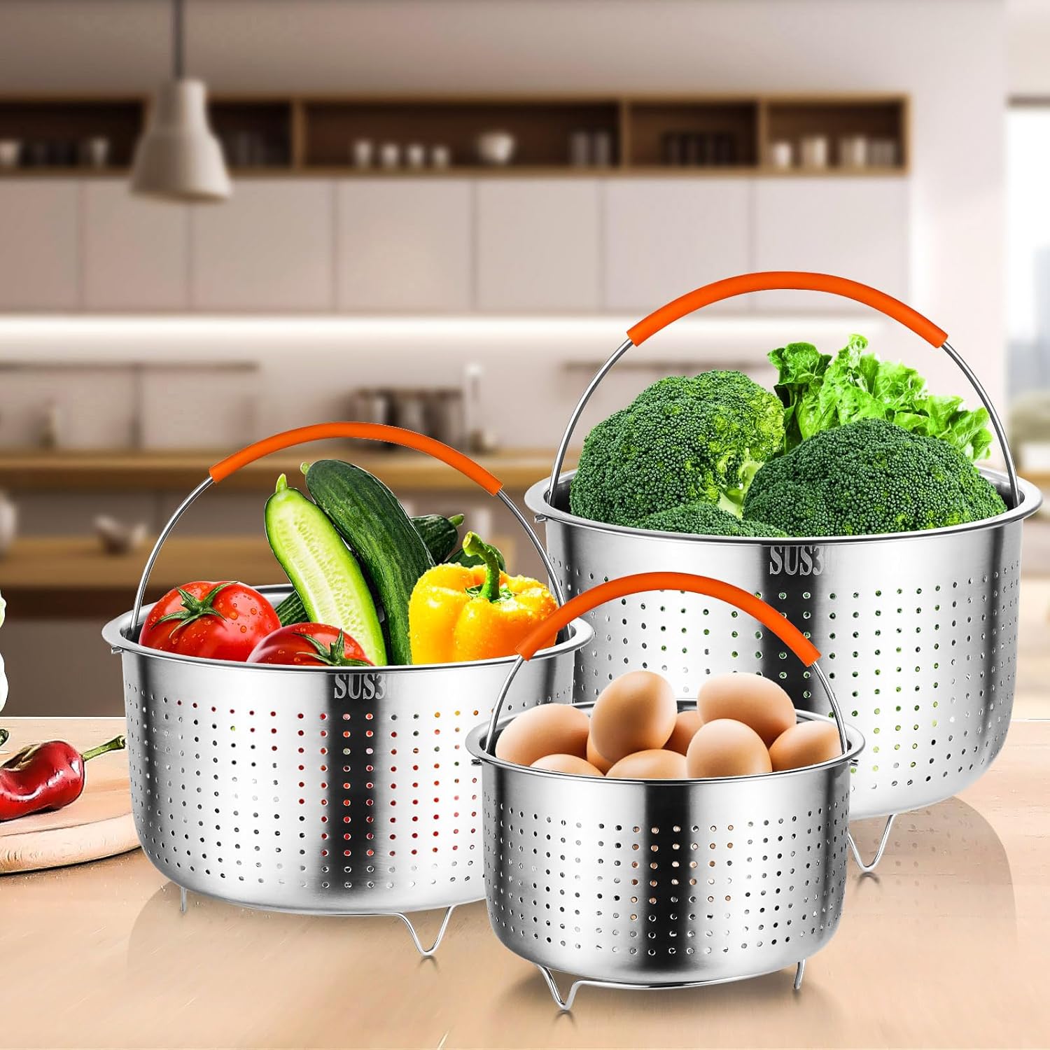 Stainless Steel 6 Qt Food Steamer Basket for Instant Pot - Cook Veggies, Fish, Seafood, Pasta, Dumplings, and More efficiently