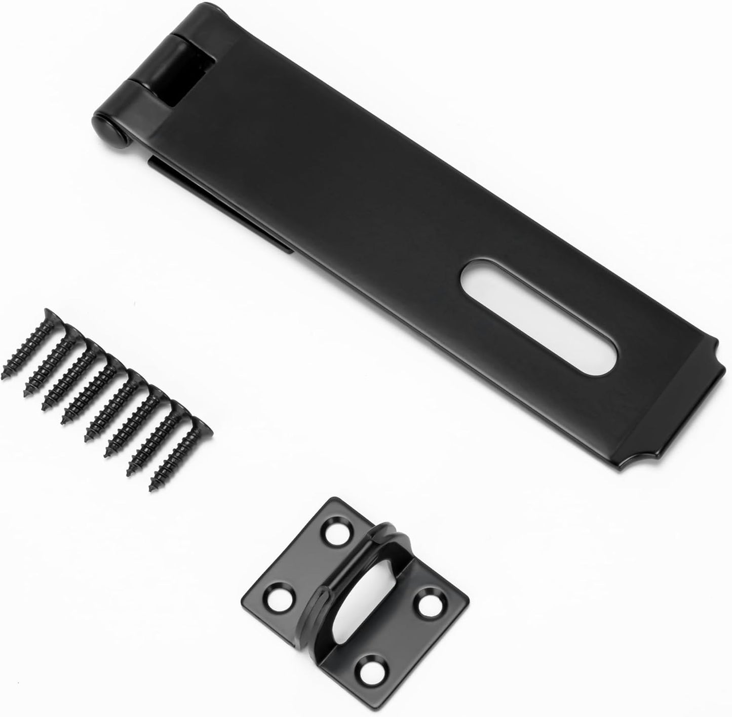 Stainless Steel 7-1/2 Inch Door Latch with Padlock for Garden Shed, Toolbox, Fence Gate - Black Finish - 1 Pack - WildKart