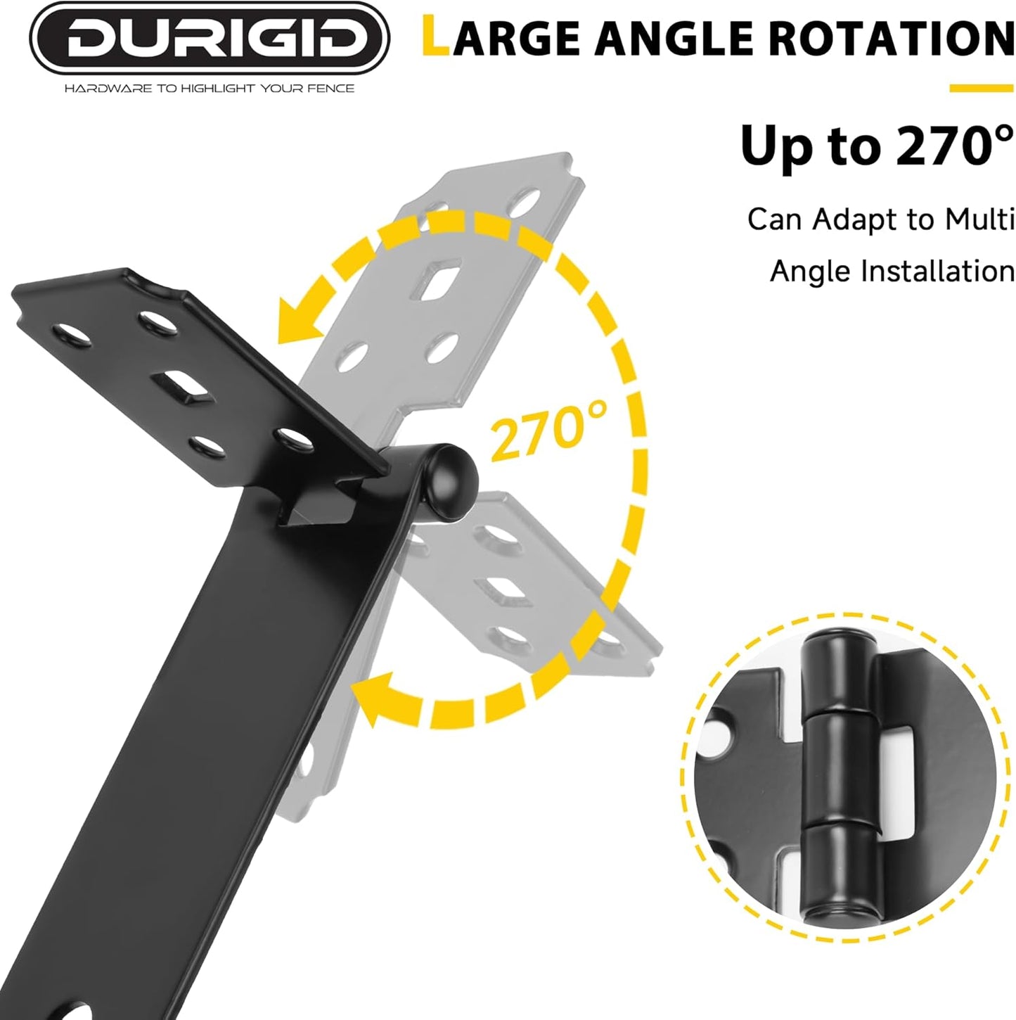 Stainless Steel 7-1/2 Inch Door Latch with Padlock for Garden Shed, Toolbox, Fence Gate - Black Finish - 1 Pack - WildKart