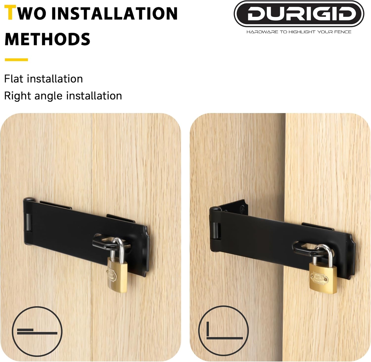 Stainless Steel 7-1/2 Inch Door Latch with Padlock for Garden Shed, Toolbox, Fence Gate - Black Finish - 1 Pack - WildKart