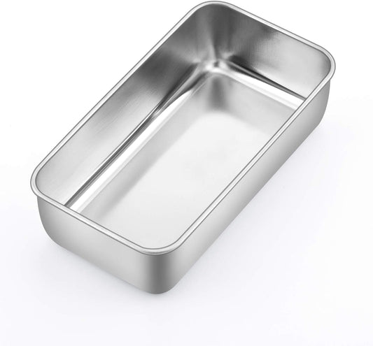 Stainless Steel 9 inch Loaf Pan by P&P CHEF - Non Toxic Metal Bakeware for Baking Bread, Cake, Toast, Meatloaf, and Lasagna - Easy to Clean, Oven and Dishwasher Safe