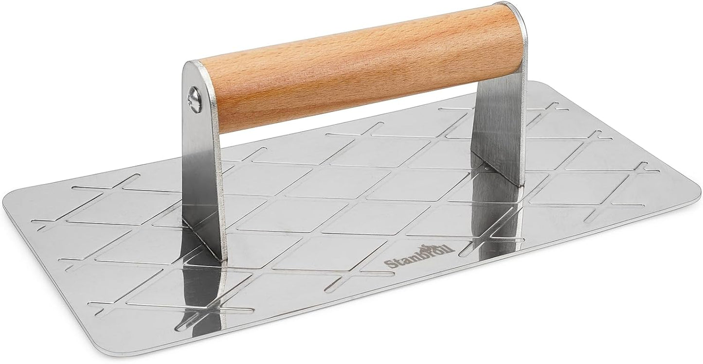 Stainless Steel 9” x 4.5” Bacon Press for Griddle - Professional Grill Accessory for Flat Top Cooking