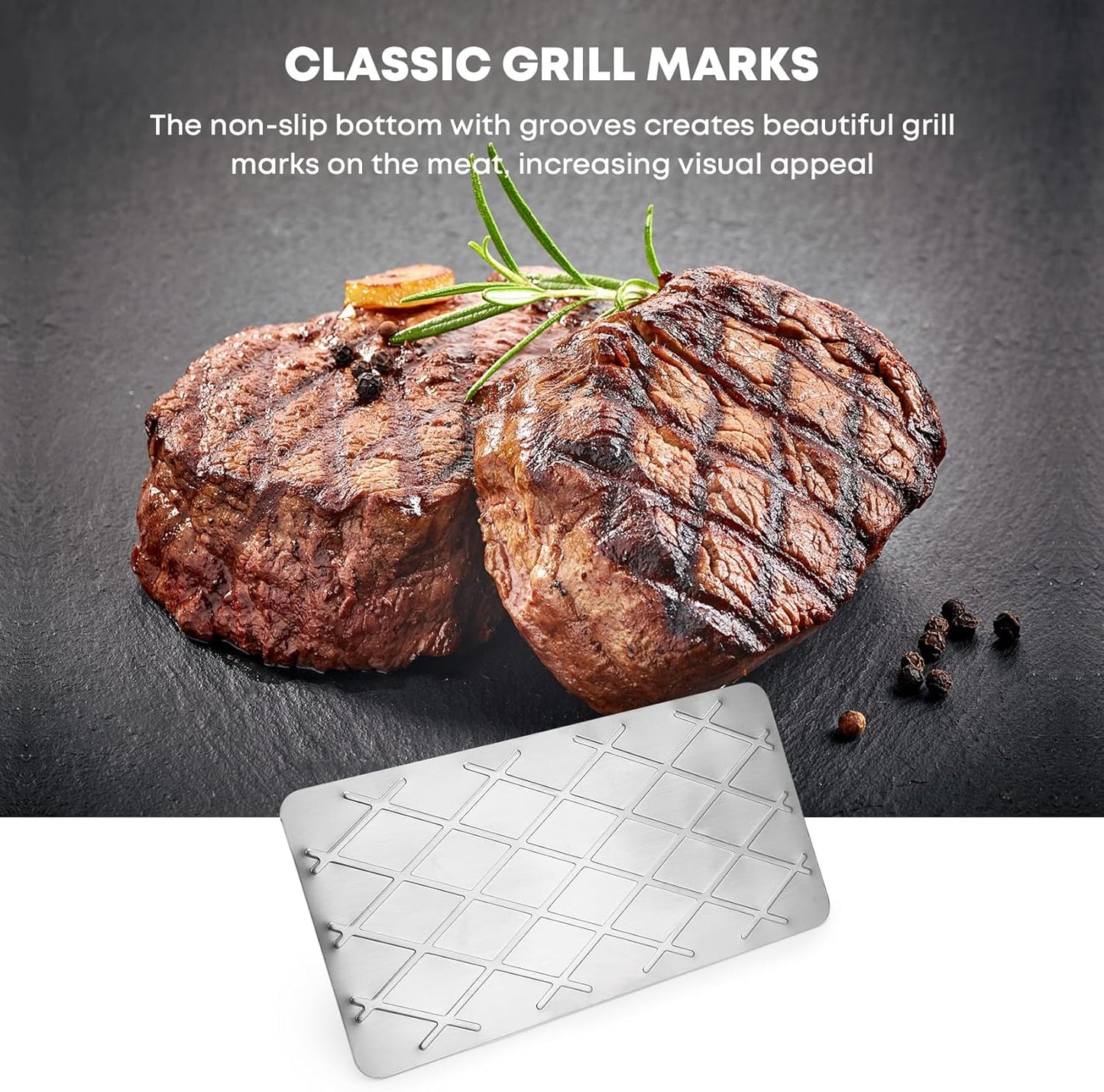 Stainless Steel 9” x 4.5” Bacon Press for Griddle - Professional Grill Accessory for Flat Top Cooking