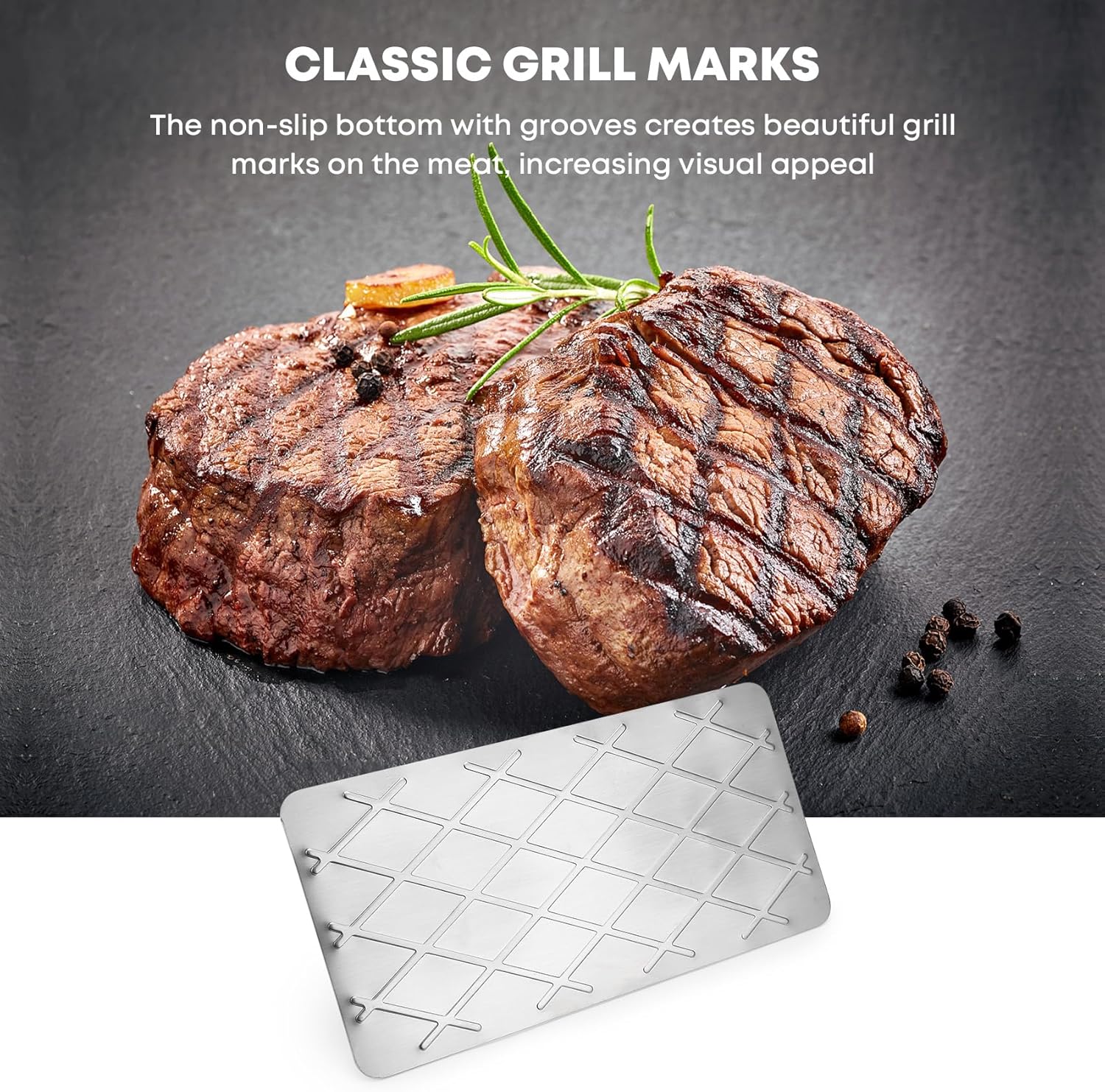 Stainless Steel 9” x 4.5” Bacon Press for Griddle - Professional Grill Accessory for Flat Top Cooking