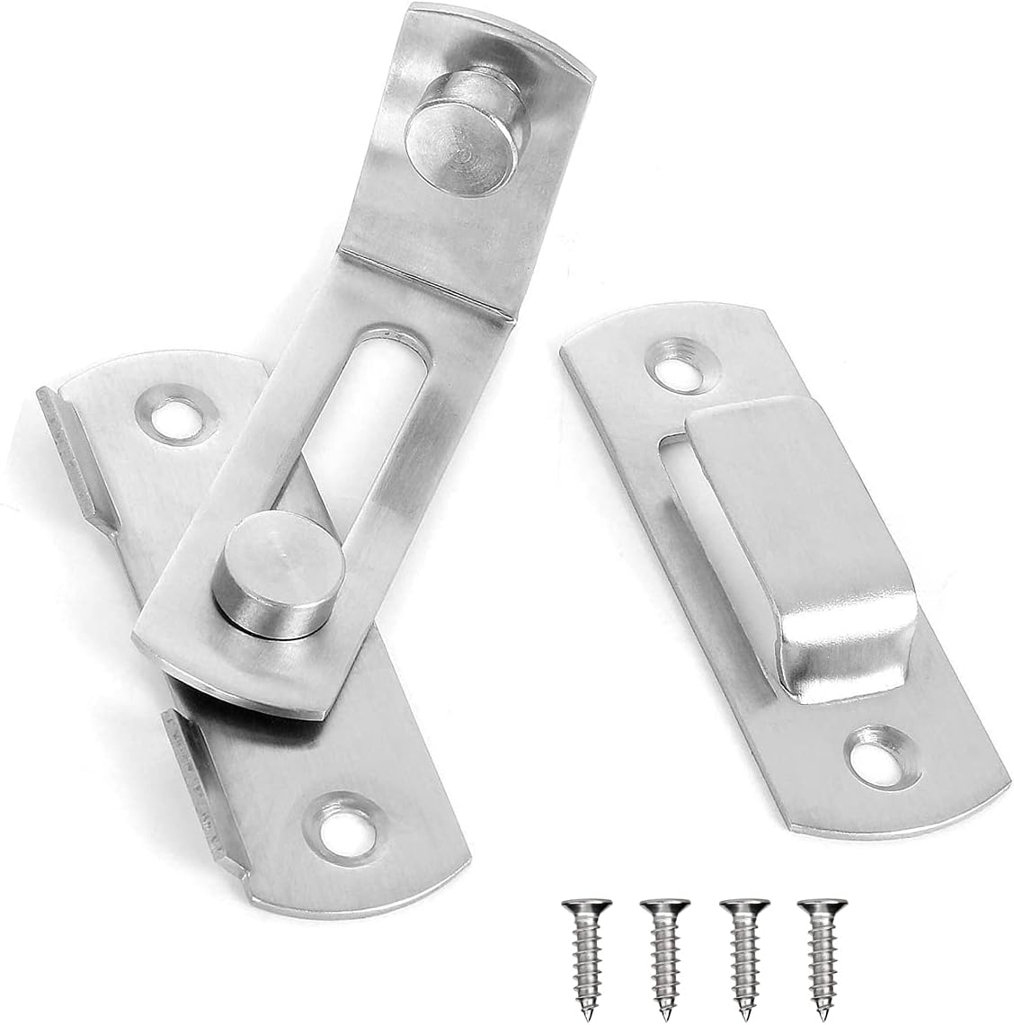 Stainless Steel 90 Degree Barn Door Latch Sliding Lock - Safety Hasp for Moving Doors