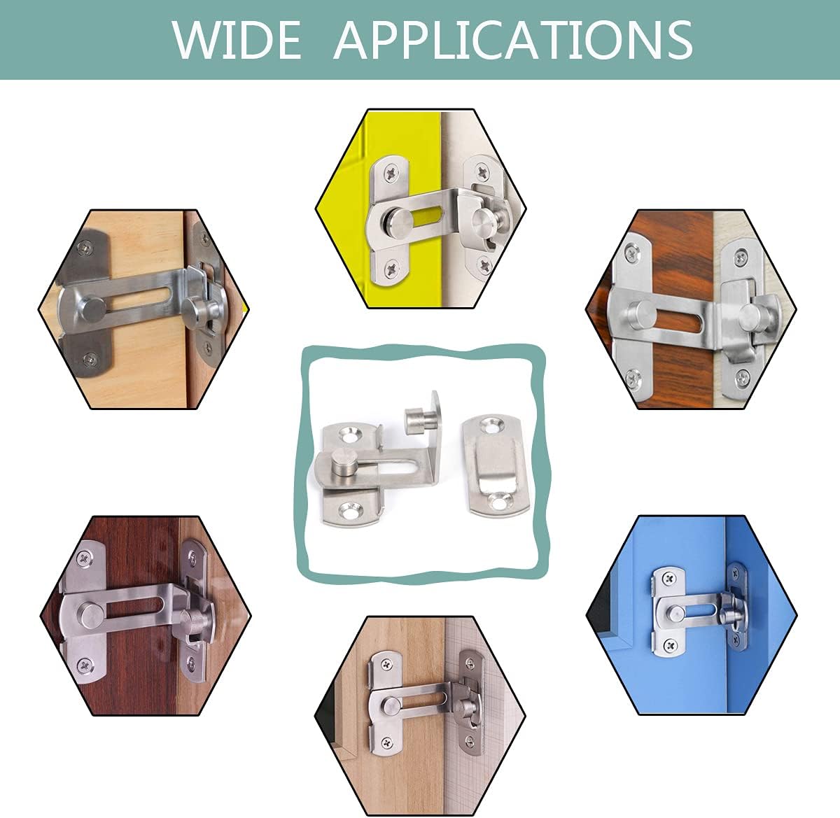 Stainless Steel 90 Degree Barn Door Latch Sliding Lock - Safety Hasp for Moving Doors