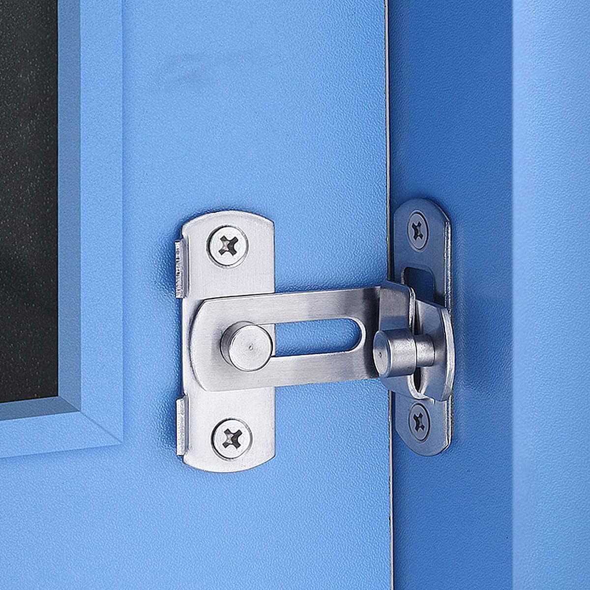 Stainless Steel 90 Degree Barn Door Latch Sliding Lock - Safety Hasp for Moving Doors