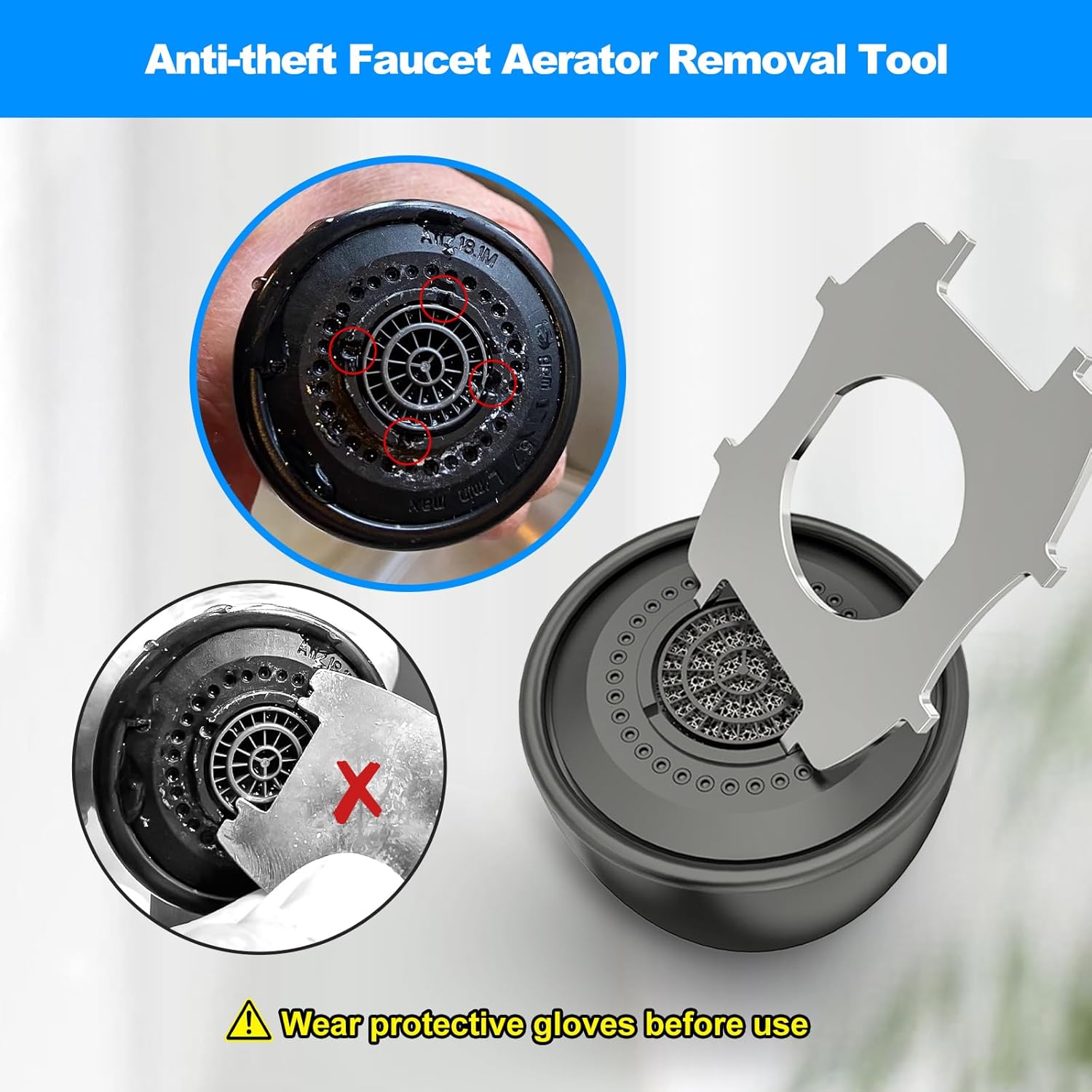 Stainless Steel Aerator Key for M24 Male Faucet Aerators - Removes M22 and M24 Recessed Aerators with Ease