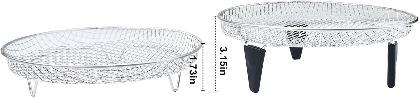 Stainless Steel Air Fryer Dehydrator Racks - Three Stackable Upgrade Rack for Gowise, Phillips, Cozyna, Ninja Airfryer - Round Fit 4.2QT-5.8QT - Oven, Press Cooker