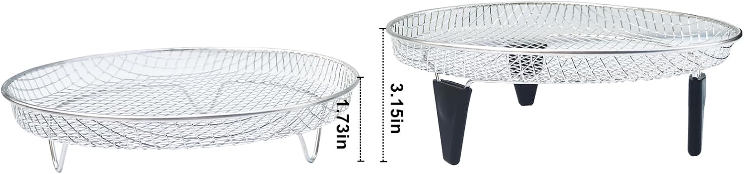 Stainless Steel Air Fryer Dehydrator Racks - Three Stackable Upgrade Rack for Gowise, Phillips, Cozyna, Ninja Airfryer - Round Fit 4.2QT-5.8QT - Oven, Press Cooker