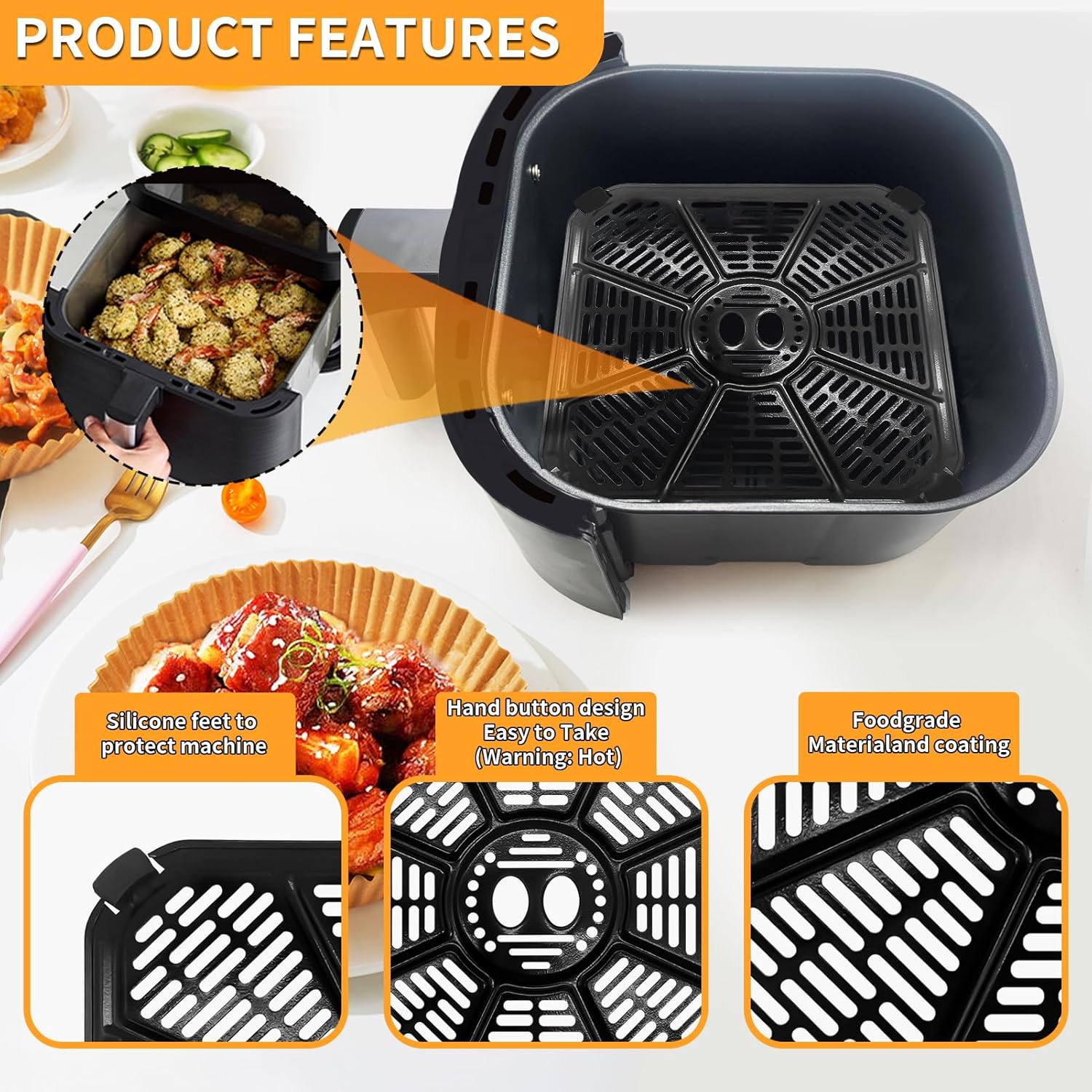 Stainless Steel Air Fryer Grill Pan for Green Pan RICARDO Air Fryer - 9''×9'' Tray Accessories for Crispy Results