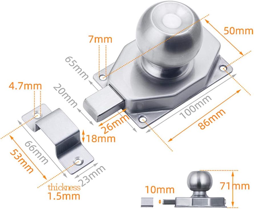 Stainless Steel Anti-Theft Door Bolt Latch for Wooden Doors and Windows - Wall Mounted Bathroom Lock
