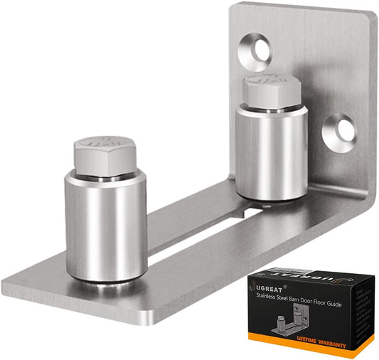 Stainless Steel Barn Door Floor Guide - Adjustable Roller Wall Mounted Mount for Doors Up to 2 1/8 inches Thick - Flush Bottom Design - 1 Pack