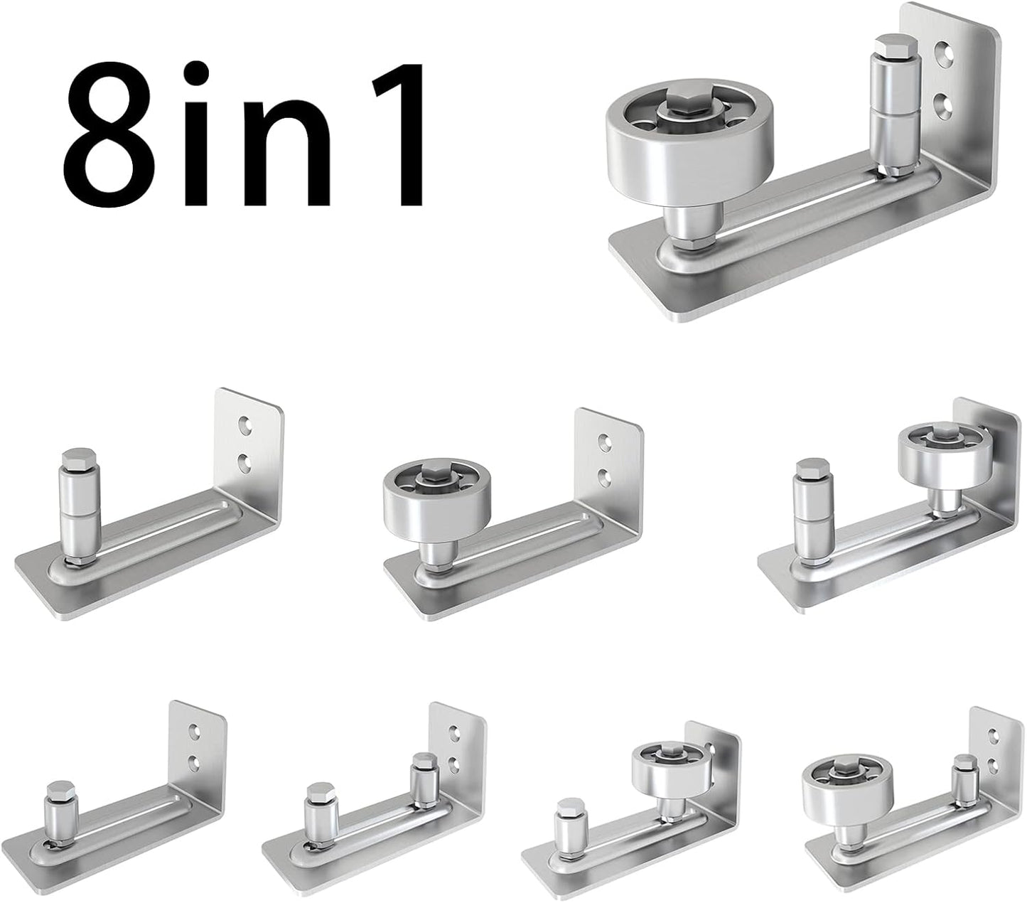 Stainless Steel Barn Door Floor Guide Roller Set - 8-in-1 Adjustable Wall & Floor Mount Stay Roller Kit for Sliding Doors