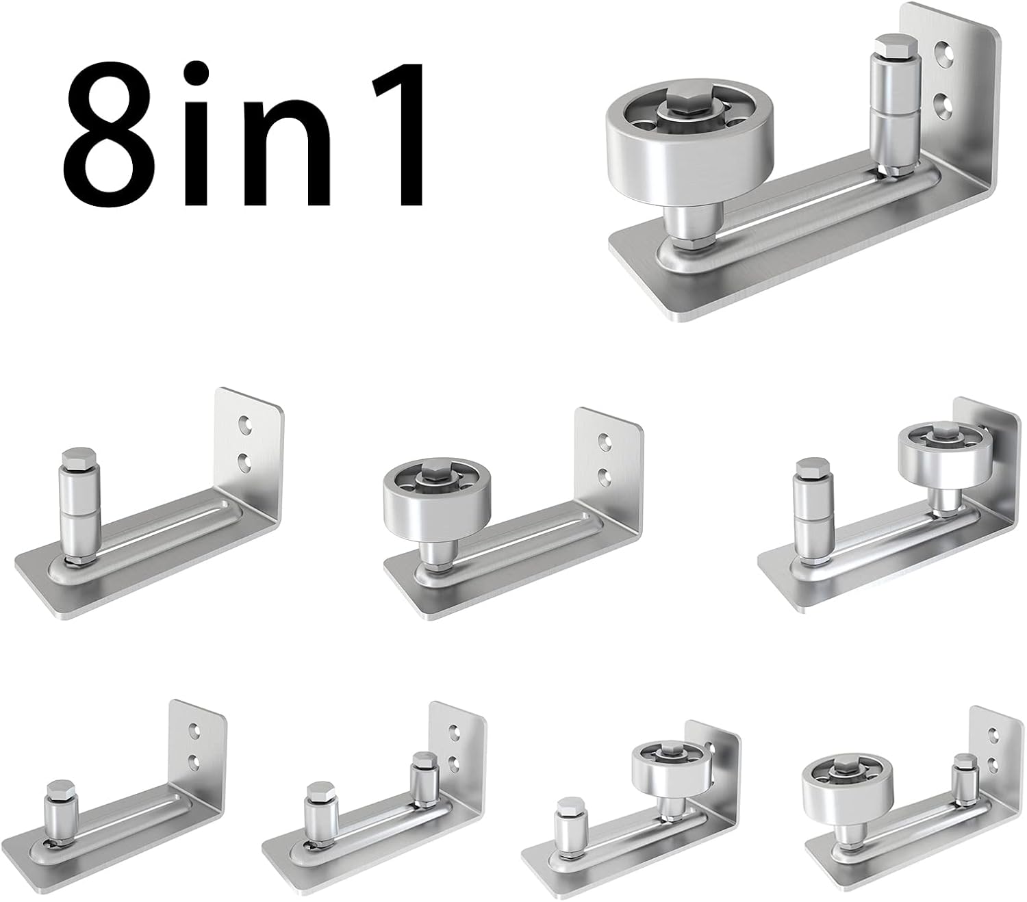 Stainless Steel Barn Door Floor Guide Roller Set - 8-in-1 Adjustable Wall & Floor Mount Stay Roller Kit for Sliding Doors