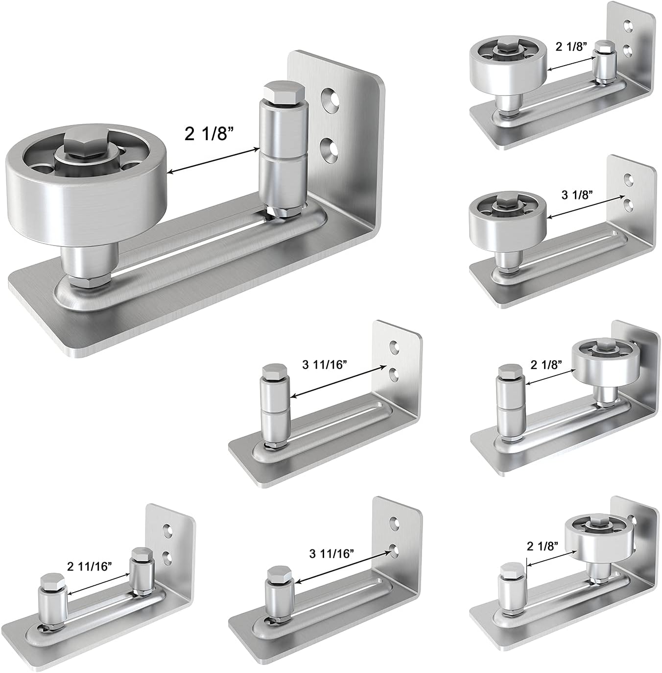 Stainless Steel Barn Door Floor Guide Roller Set - 8-in-1 Adjustable Wall & Floor Mount Stay Roller Kit for Sliding Doors