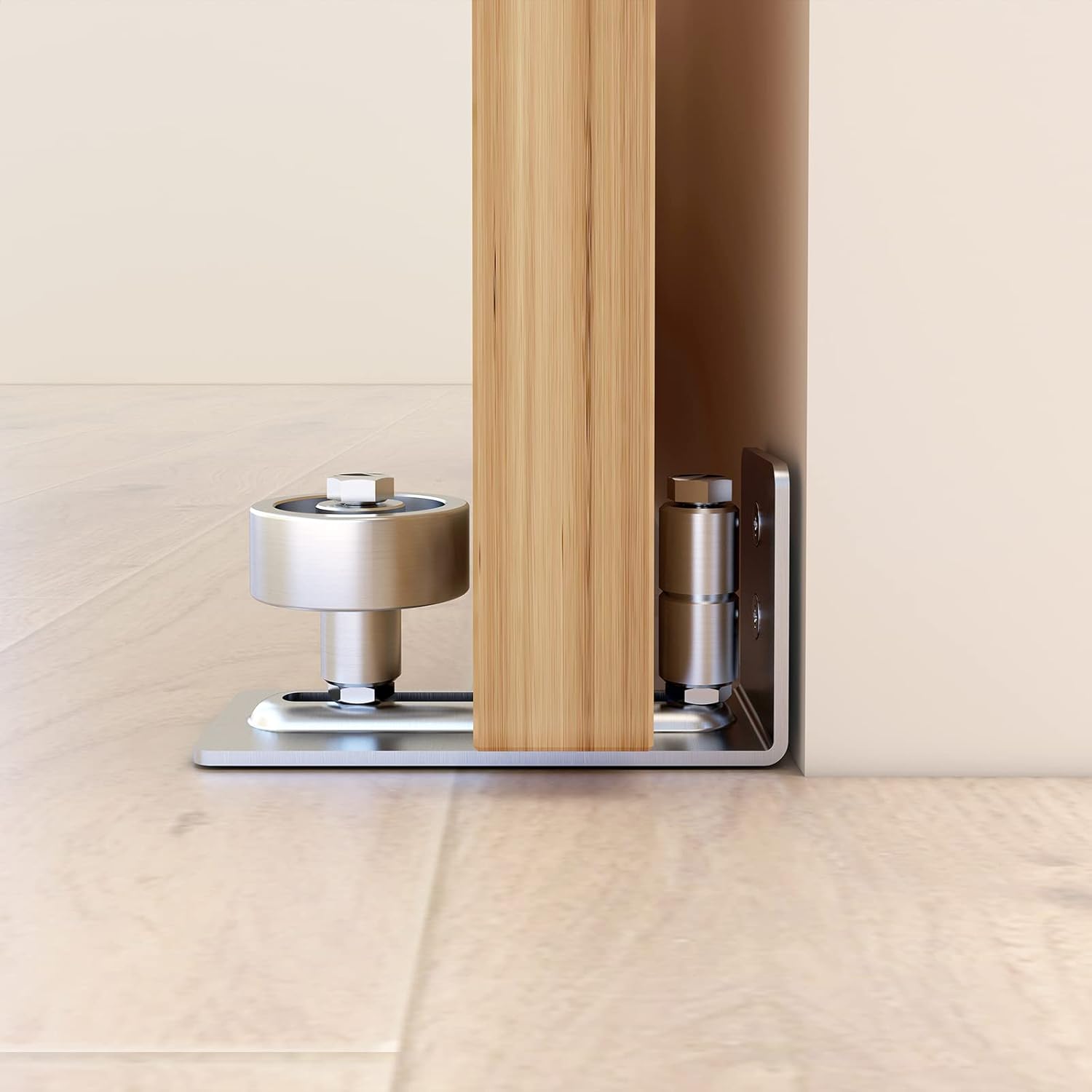 Stainless Steel Barn Door Floor Guide Roller Set - 8-in-1 Adjustable Wall & Floor Mount Stay Roller Kit for Sliding Doors