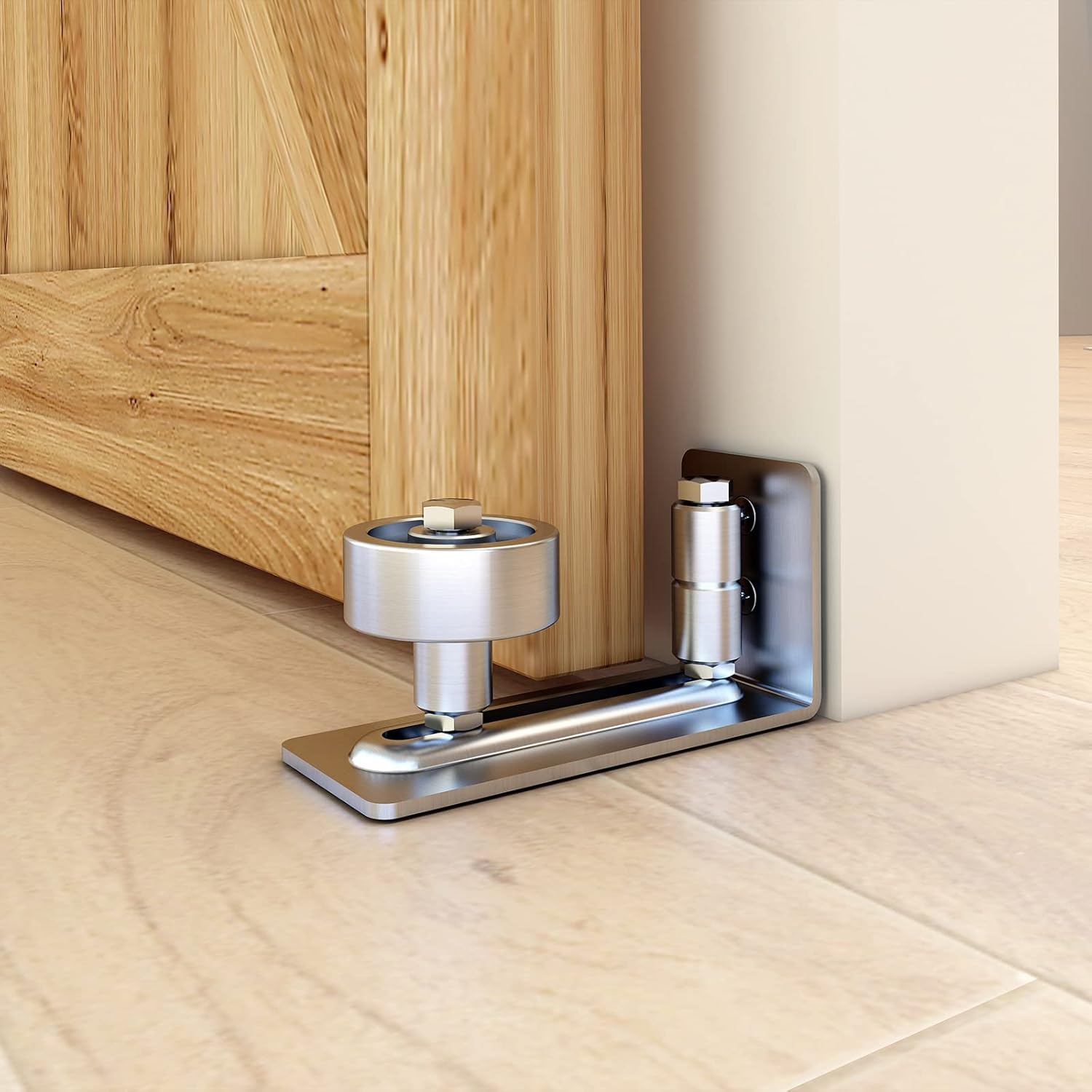 Stainless Steel Barn Door Floor Guide Roller Set - 8-in-1 Adjustable Wall & Floor Mount Stay Roller Kit for Sliding Doors