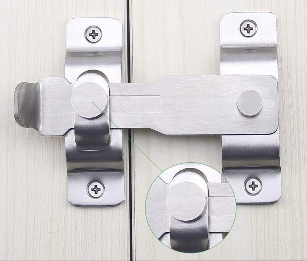 Stainless Steel Barn Door Latch for Sliding Doors, Windows, Cabinets, Garages, Sheds - Flip Gate Safety Lock Bolt
