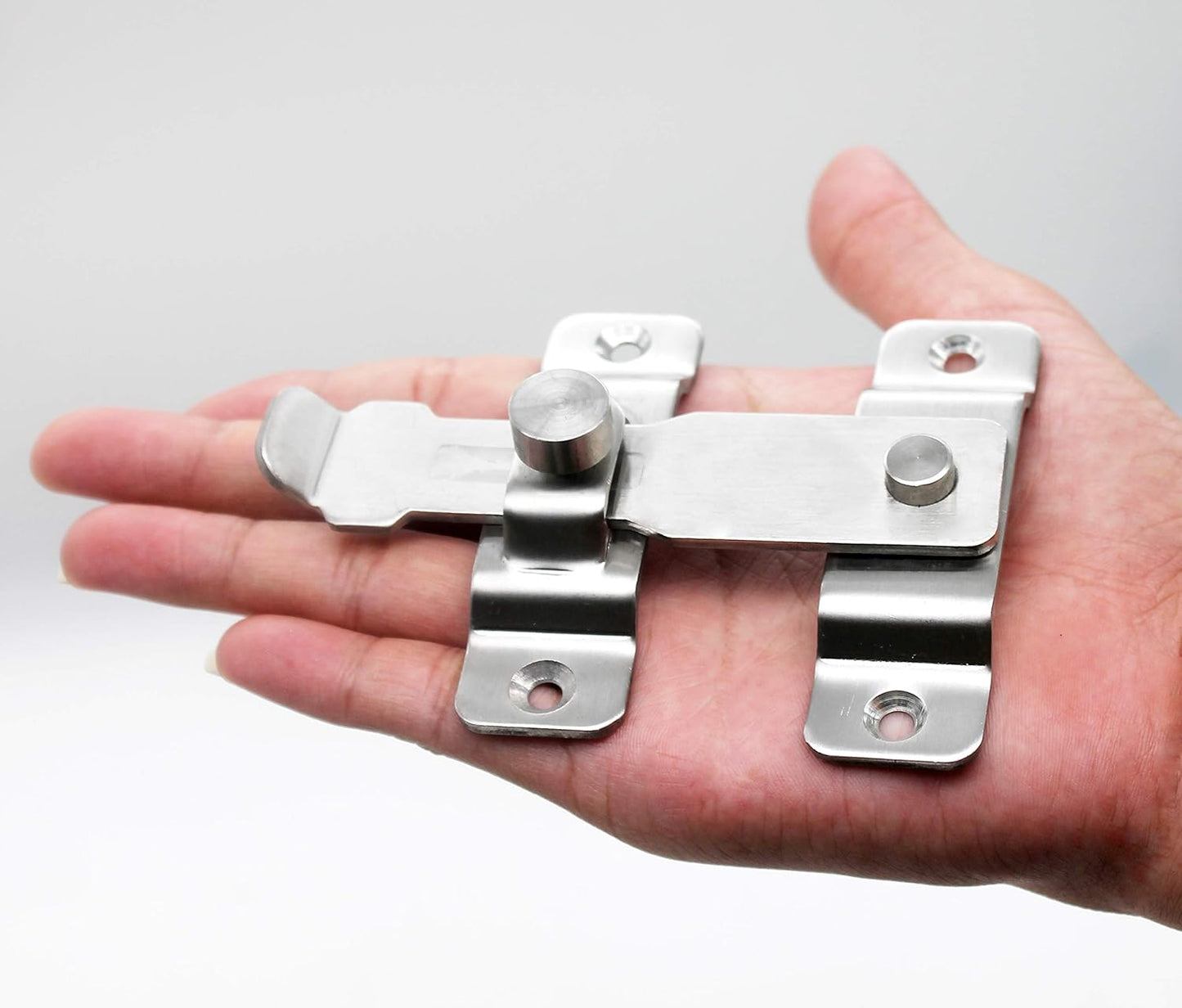 Stainless Steel Barn Door Latch for Sliding Doors, Windows, Cabinets, Garages, Sheds - Flip Gate Safety Lock Bolt