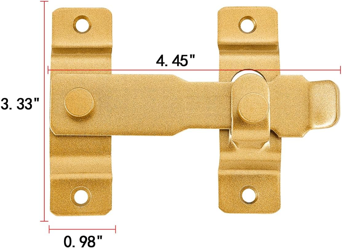 Stainless Steel Barn Door Latch Set for Wine Cabinets, Closets, and Gates - Antique Sliding Lock for Bi-Fold Doors (2 Pack, Big Gold)