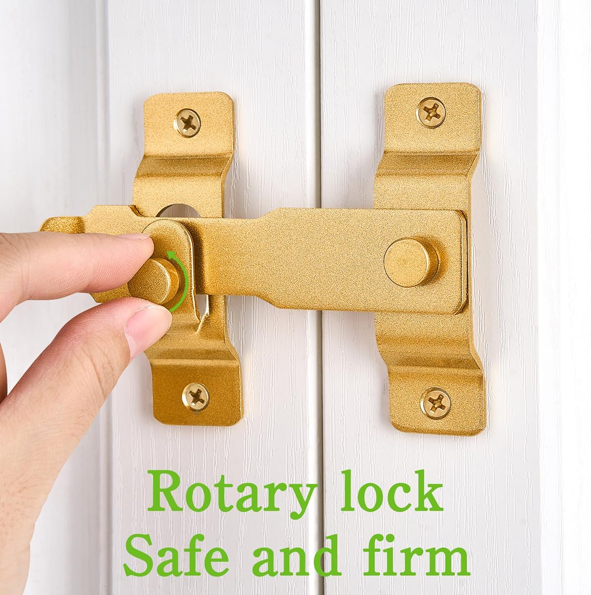 Stainless Steel Barn Door Latch Set for Wine Cabinets, Closets, and Gates - Antique Sliding Lock for Bi-Fold Doors (2 Pack, Big Gold)