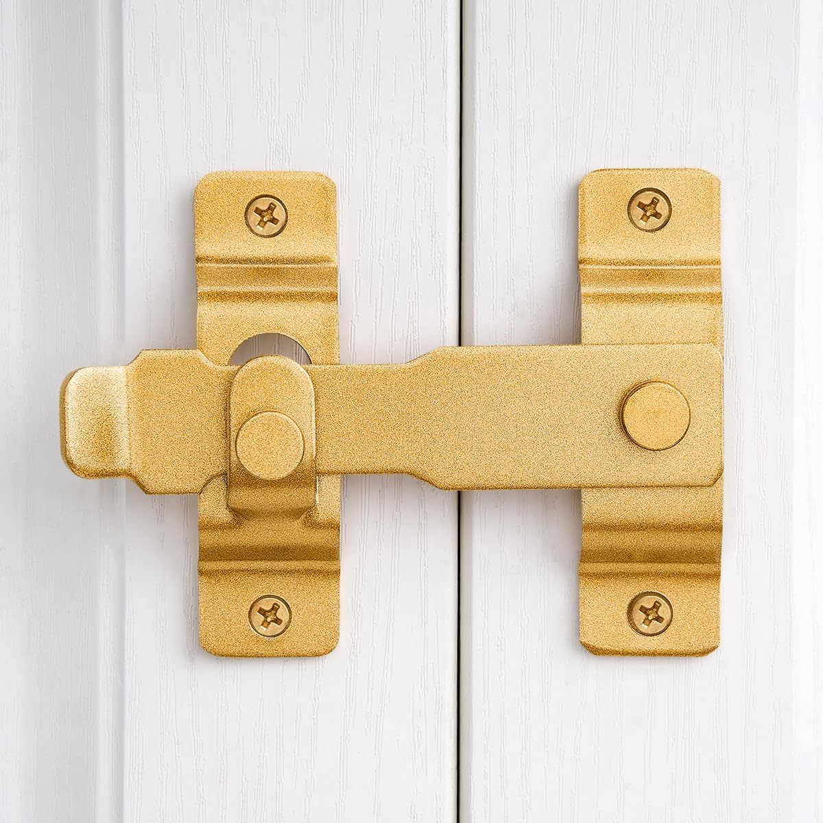Stainless Steel Barn Door Latch Set for Wine Cabinets, Closets, and Gates - Antique Sliding Lock for Bi-Fold Doors (2 Pack, Big Gold)