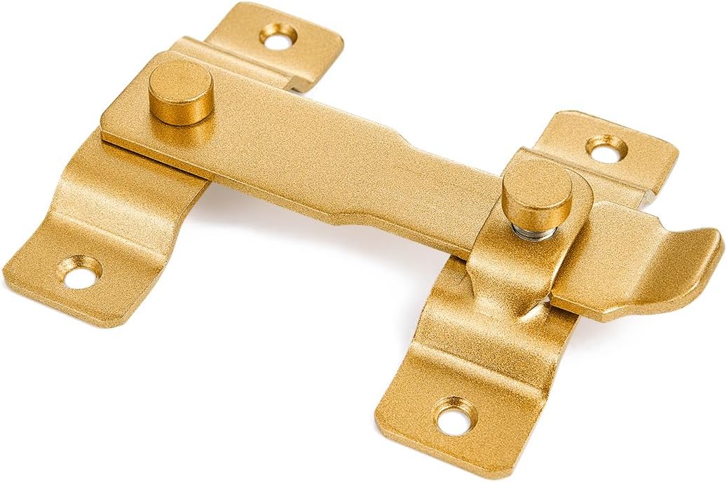 Stainless Steel Barn Door Latch Set for Wine Cabinets, Closets, and Gates - Antique Sliding Lock for Bi-Fold Doors (2 Pack, Big Gold)
