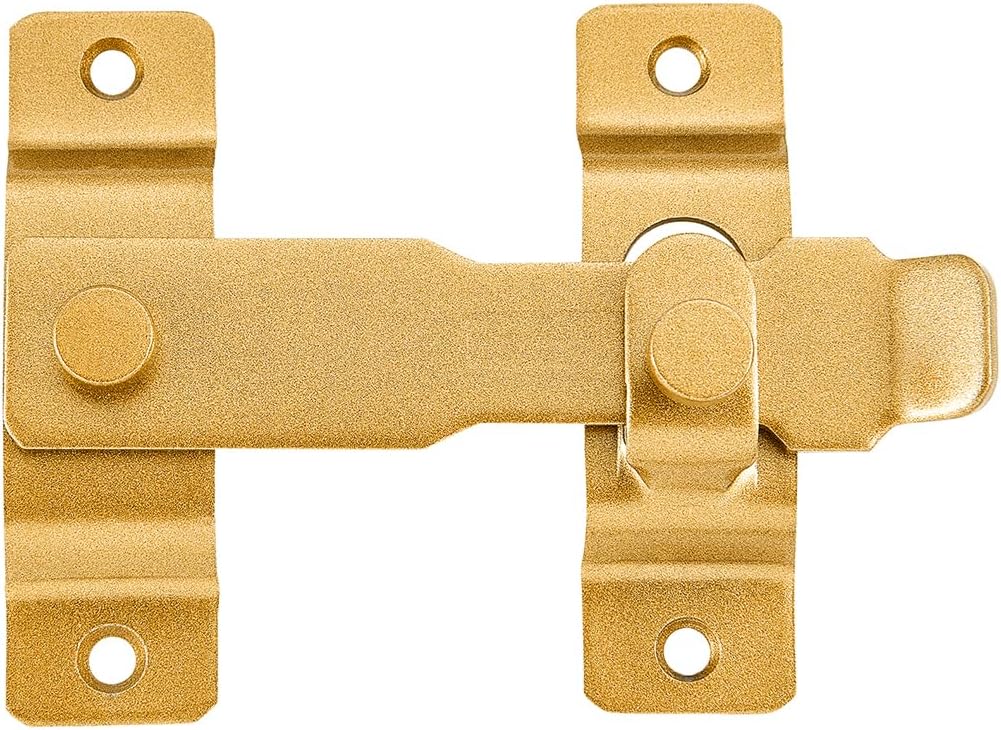 Stainless Steel Barn Door Latch Set for Wine Cabinets, Closets, and Gates - Antique Sliding Lock for Bi-Fold Doors (2 Pack, Big Gold)