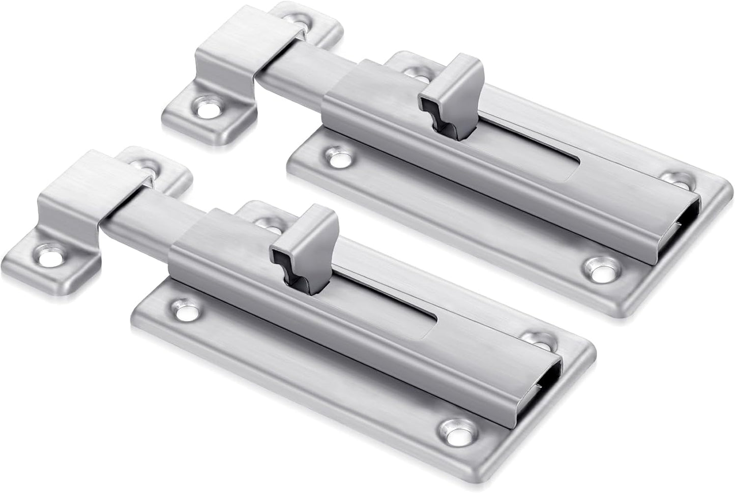 Stainless Steel Bathroom Stall Door Latch Set with Slide Bolt - 4 Inch Lock Hardware for Internal Doors