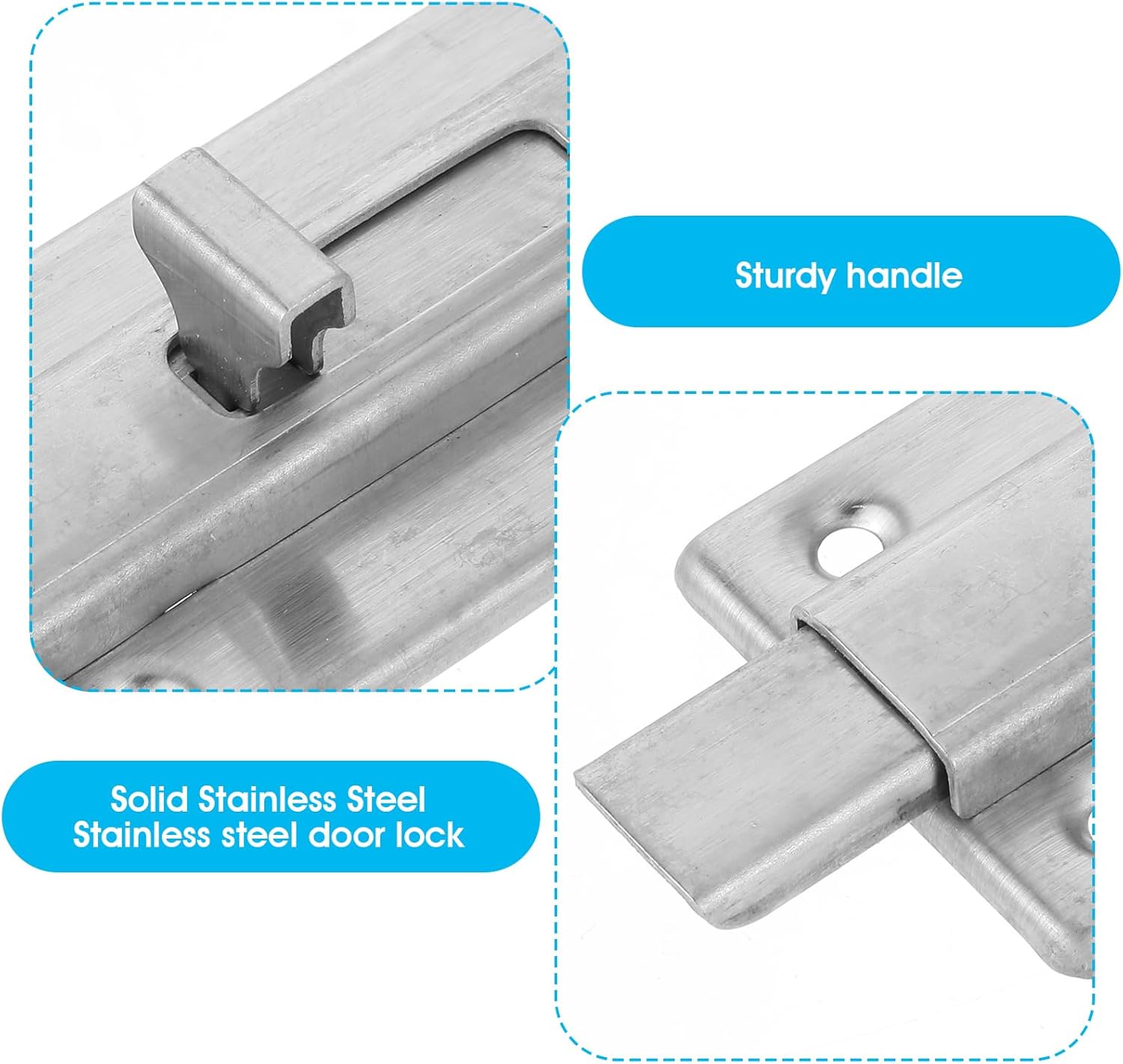 Stainless Steel Bathroom Stall Door Latch Set with Slide Bolt - 4 Inch Lock Hardware for Internal Doors