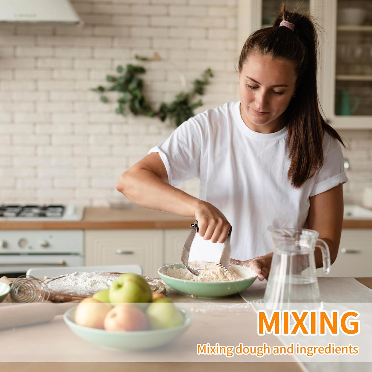 Stainless Steel Bench Scraper & Pastry Blender Cutter Set for Baking - Multipurpose Kitchen Tool for Nut, Pie, and Dough Processing