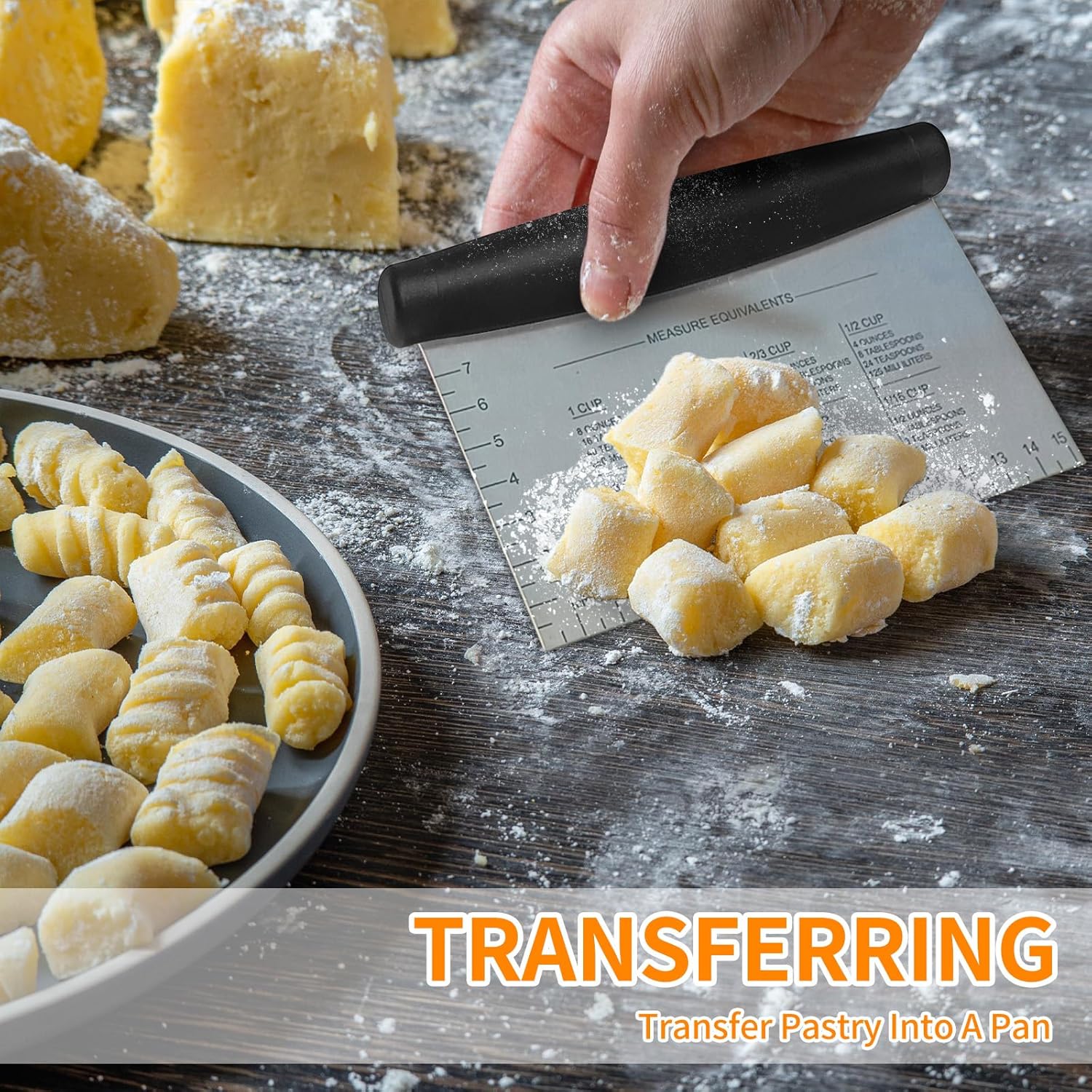 Stainless Steel Bench Scraper & Pastry Blender Cutter Set for Baking - Multipurpose Kitchen Tool for Nut, Pie, and Dough Processing
