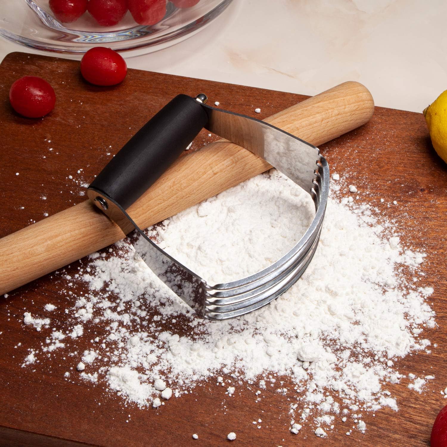 Stainless Steel Bench Scraper & Pastry Blender Cutter Set for Baking - Multipurpose Kitchen Tool for Nut, Pie, and Dough Processing